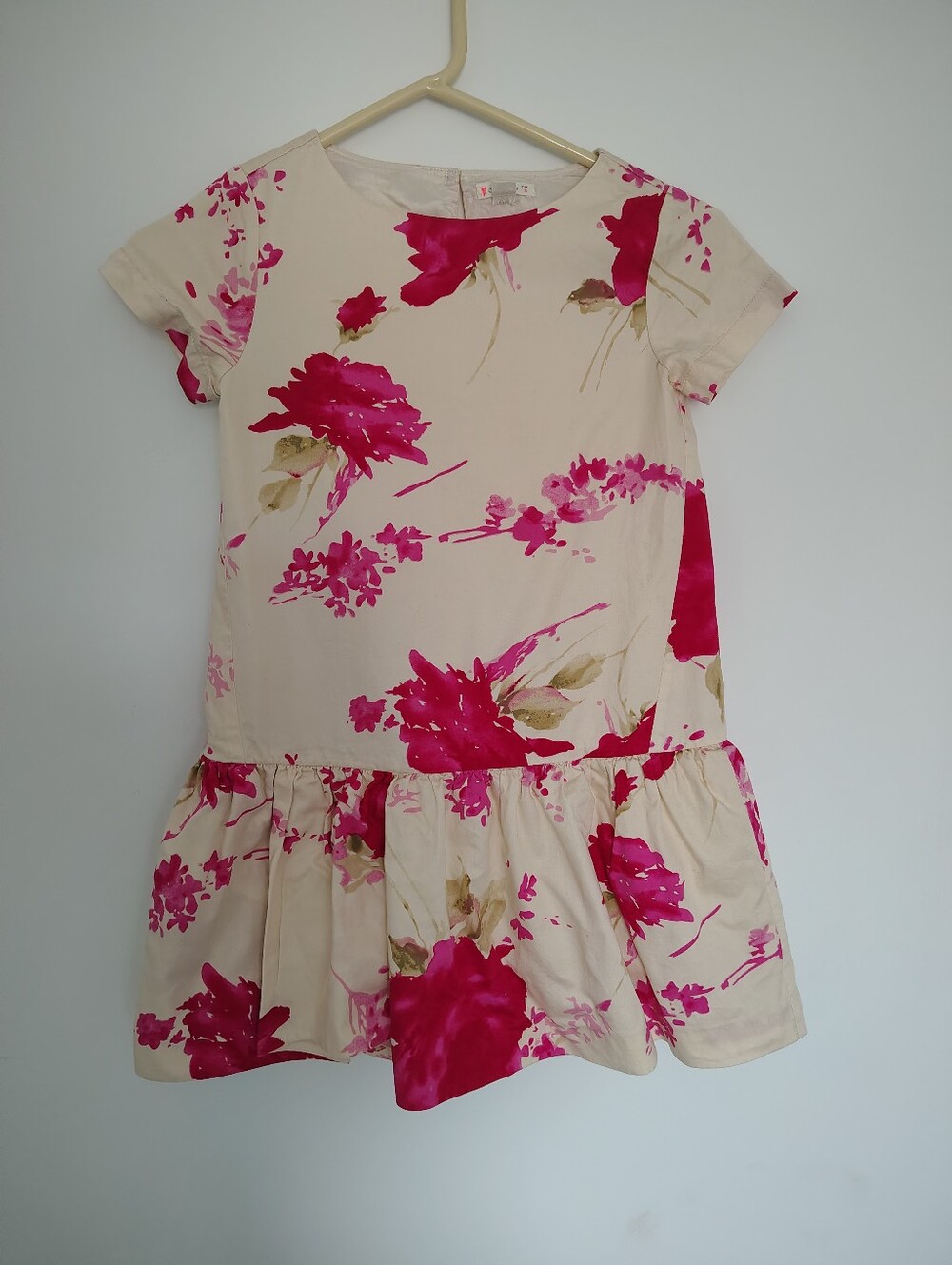 Crewcuts J. Crew Girls Floral Drop Waist Dress Cream & Pink, Size 8